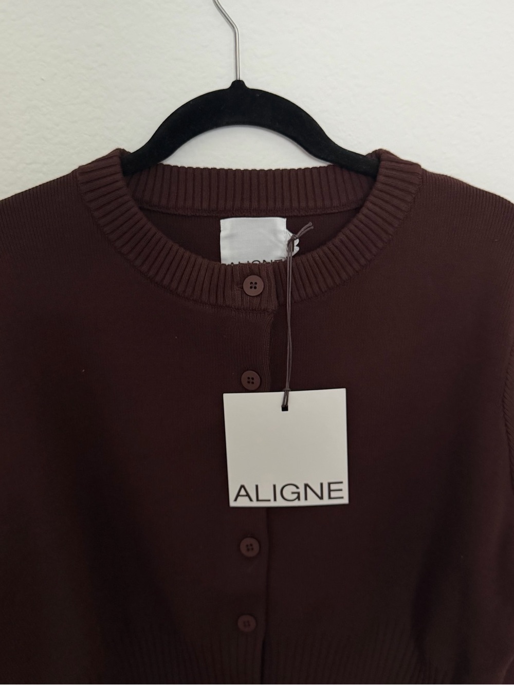 Aligne Brown Ribbed Button Cardigan - Picture 4 of 6